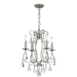 Ashton 4 Light Hand Cut Crystal English Bronze Mini Chandelier