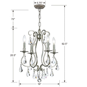 Ashton 4 Light Hand Cut Crystal English Bronze Mini Chandelier