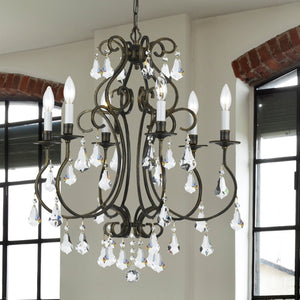 Ashton 6 Light Hand Cut Crystal English Bronze Chandelier