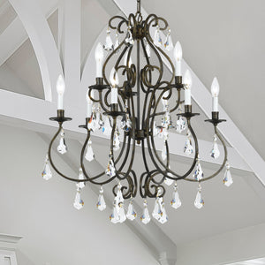 Ashton 9 Light Hand Cut Crystal English Bronze Chandelier