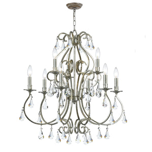 Ashton 9 Light Hand Cut Crystal English Bronze Chandelier