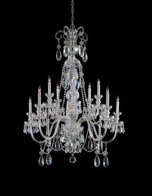 Traditional Crystal 10 Light Hand Cut Crystal Polished Chrome Chandelier