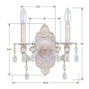 Paris Market 2 Light Clear Crystal Antique White Sconce