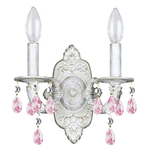 Paris Market 2 Light Clear Crystal Antique White Sconce