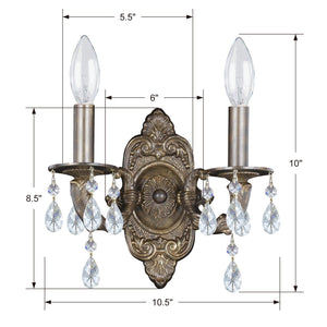 Paris Market 2 Light Clear Crystal Antique White Sconce