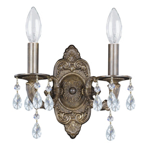 Paris Market 2 Light Clear Crystal Antique White Sconce