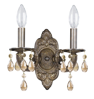 Paris Market 2 Light Clear Crystal Antique White Sconce