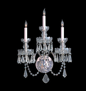 Traditional Crystal 3 Light Hand Cut Crystal Polished Chrome Sconce