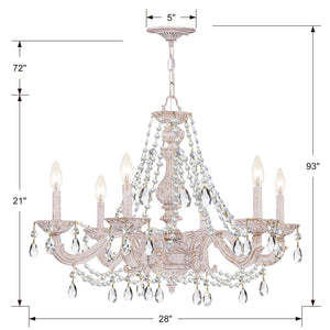 Paris Market 6 Light Clear Italian Crystal Antique White Chandelier