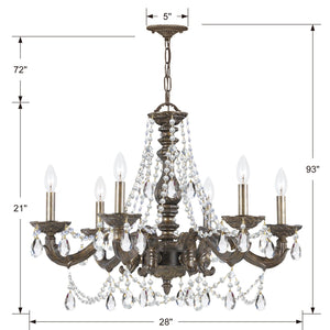 Paris Market 6 Light Clear Italian Crystal Antique White Chandelier