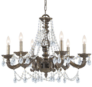 Paris Market 6 Light Clear Italian Crystal Antique White Chandelier