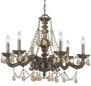 Paris Market 6 Light Clear Italian Crystal Antique White Chandelier