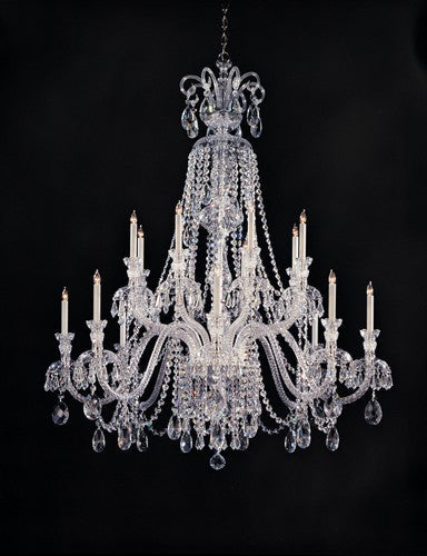 Traditional Crystal 16 Light Hand Cut Crystal Polished Chrome Chandelier