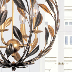 Broche 4 Light English Bronze & Antique Gold Sphere Mini Chandelier