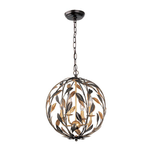 Broche 4 Light English Bronze & Antique Gold Sphere Mini Chandelier