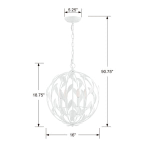 Broche 4 Light Matte White Chandelier
