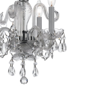 Traditional Crystal 3 Light Clear Italian Crystal Polished Brass Mini Chandelier