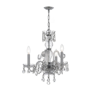 Traditional Crystal 3 Light Clear Italian Crystal Polished Brass Mini Chandelier