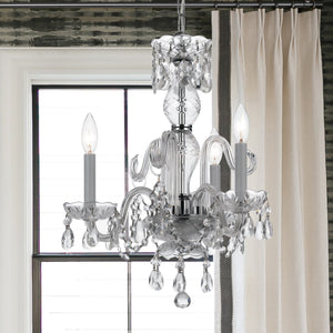 Traditional Crystal 3 Light Clear Italian Crystal Polished Brass Mini Chandelier