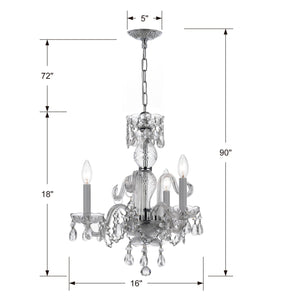 Traditional Crystal 3 Light Clear Italian Crystal Polished Brass Mini Chandelier