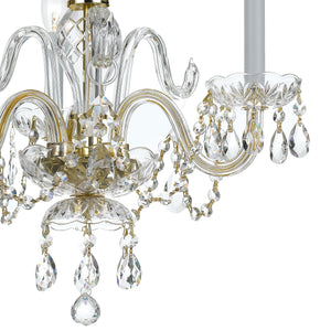 Traditional Crystal 3 Light Clear Italian Crystal Polished Brass Mini Chandelier