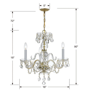Traditional Crystal 3 Light Clear Italian Crystal Polished Brass Mini Chandelier