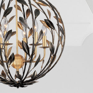 Broche 6 Light English Bronze & Antique Gold Sphere Chandelier