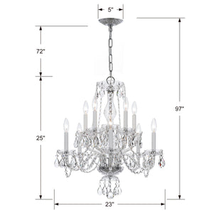 Traditional Crystal 10 Light Clear Crystal Polished Chrome Chandelier