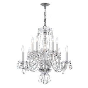 Traditional Crystal 10 Light Clear Crystal Polished Chrome Chandelier