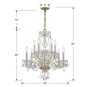 Traditional Crystal 10 Light Clear Crystal Polished Chrome Chandelier