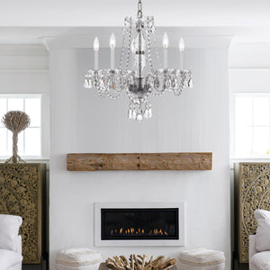 Traditional Crystal 5 Light Crystal Polished Chrome Chandelier