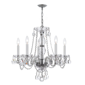 Traditional Crystal 5 Light Crystal Polished Chrome Chandelier