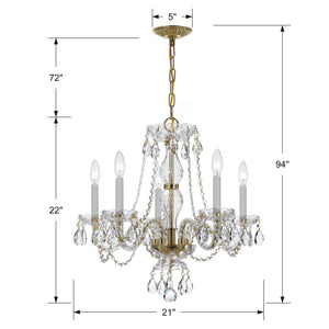 Traditional Crystal 5 Light Crystal Polished Chrome Chandelier