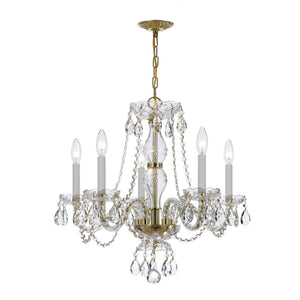 Traditional Crystal 5 Light Crystal Polished Chrome Chandelier