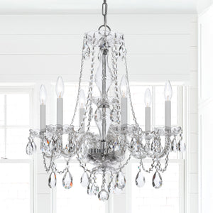 Traditional Crystal 6 Light Crystal Polished Chrome Chandelier