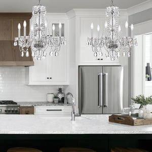Traditional Crystal 6 Light Crystal Polished Chrome Chandelier