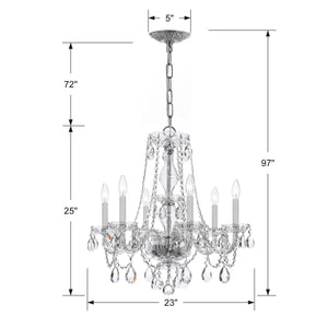 Traditional Crystal 6 Light Crystal Polished Chrome Chandelier