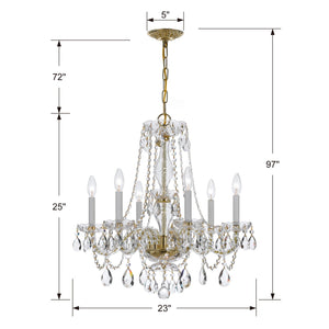 Traditional Crystal 6 Light Crystal Polished Chrome Chandelier