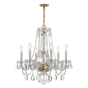 Traditional Crystal 6 Light Crystal Polished Chrome Chandelier