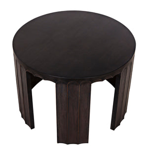 Fluted Side Table, Pale with Light Brown Trim