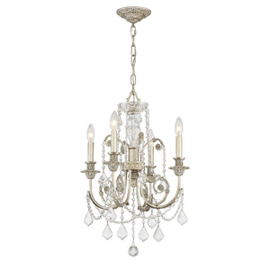 Regis 4 Light Hand Cut Crystal Olde Silver Mini Chandelier