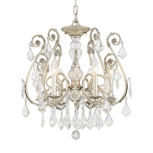 Regis 6 Light Hand Cut Crystal Olde Silver Semi-Flush