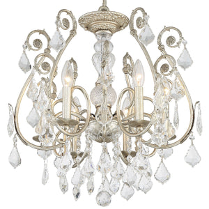 Regis 6 Light Hand Cut Crystal Olde Silver Semi-Flush