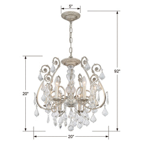 Regis 6 Light Hand Cut Crystal Olde Silver Semi-Flush