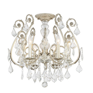 Regis 6 Light Hand Cut Crystal Olde Silver Ceiling Mount