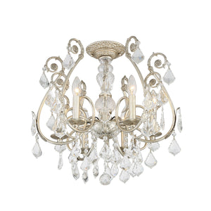 Regis 6 Light Hand Cut Crystal Olde Silver Ceiling Mount