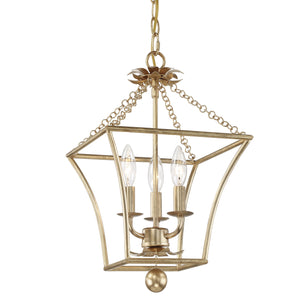 Broche 3 Light Antique Gold Lantern
