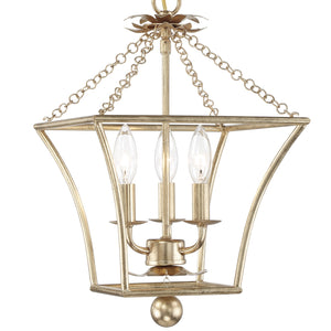 Broche 3 Light Antique Gold Lantern