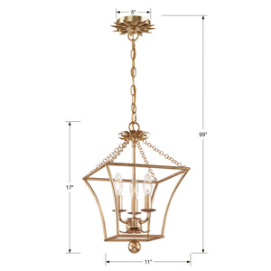 Broche 3 Light Antique Gold Lantern