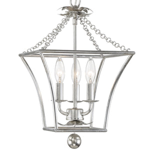 Broche 3 Light Antique Silver Lantern